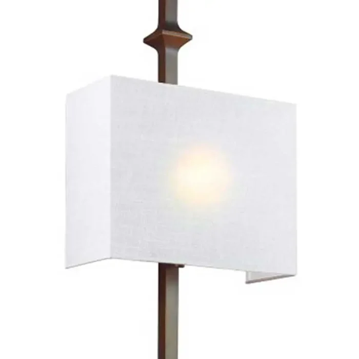 Antique Bronze Wall Light With White Silk Shade