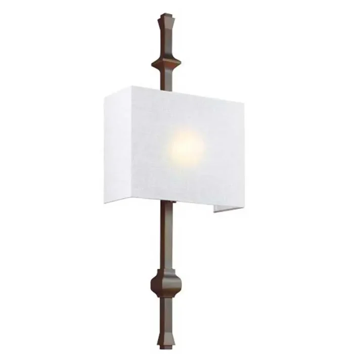 Antique Bronze Wall Light With White Silk Shade