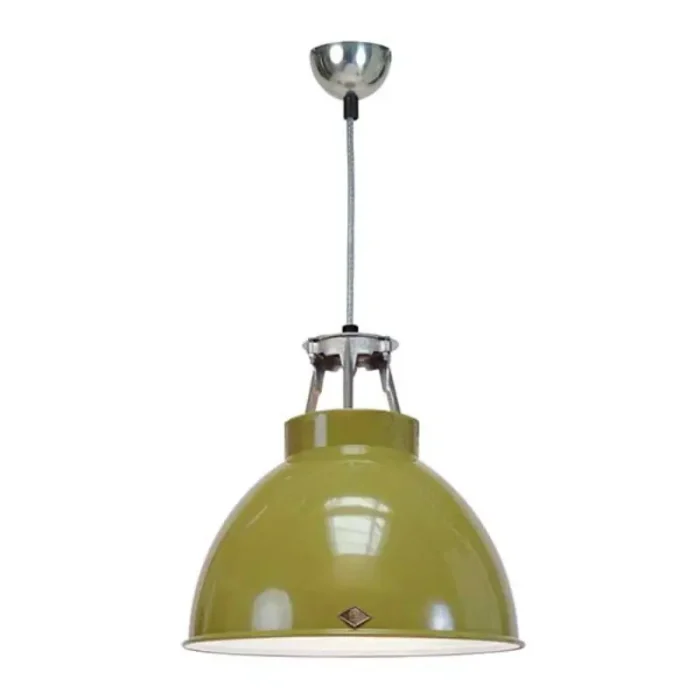 Olive Green With White Interior Pendant Light