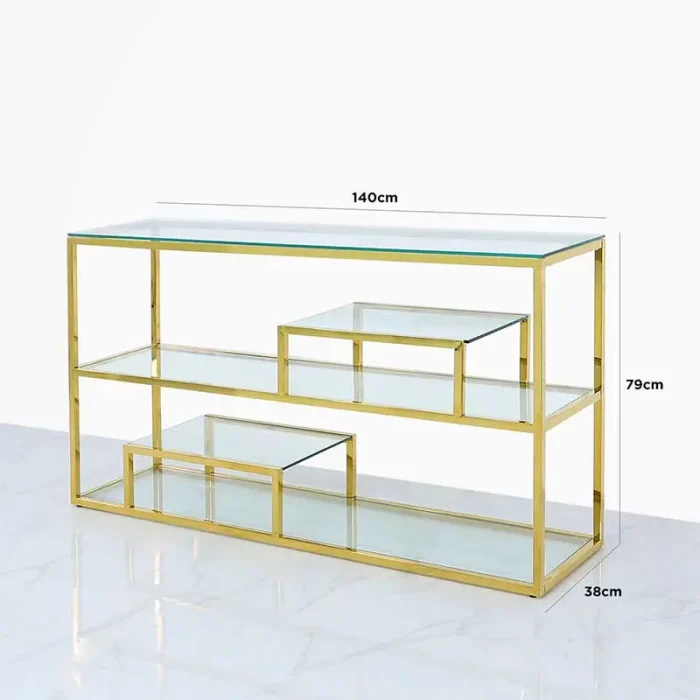 3 Tier Console Table Gold 140CM