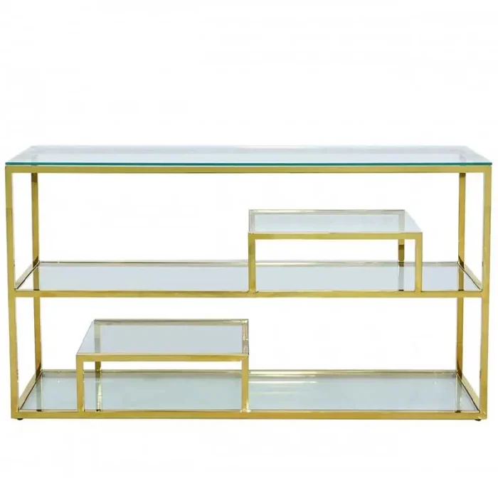 3 Tier Console Table Gold 140CM