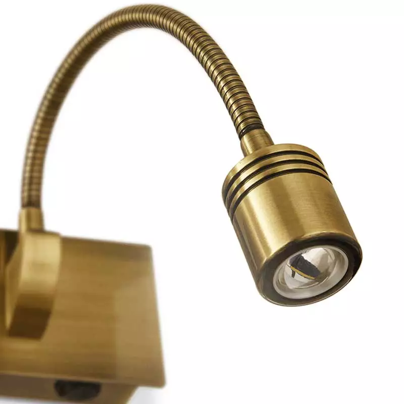 3W LED wall light in antique brass finish