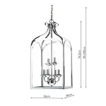 Clear Glass Polished Chrome Pendant Light with overall dimensions