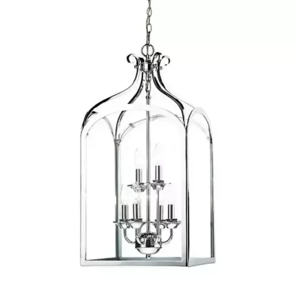 Clear Glass Polished Chrome Pendant Light with full view