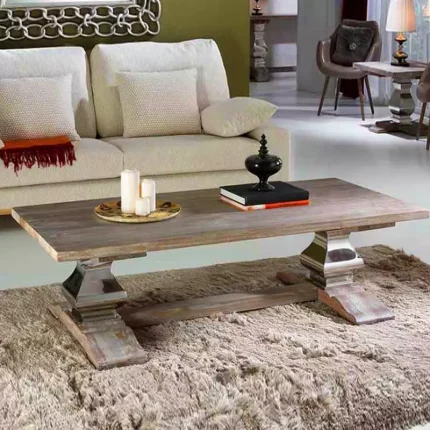 Aged Solid Ash Wood Coffee Table