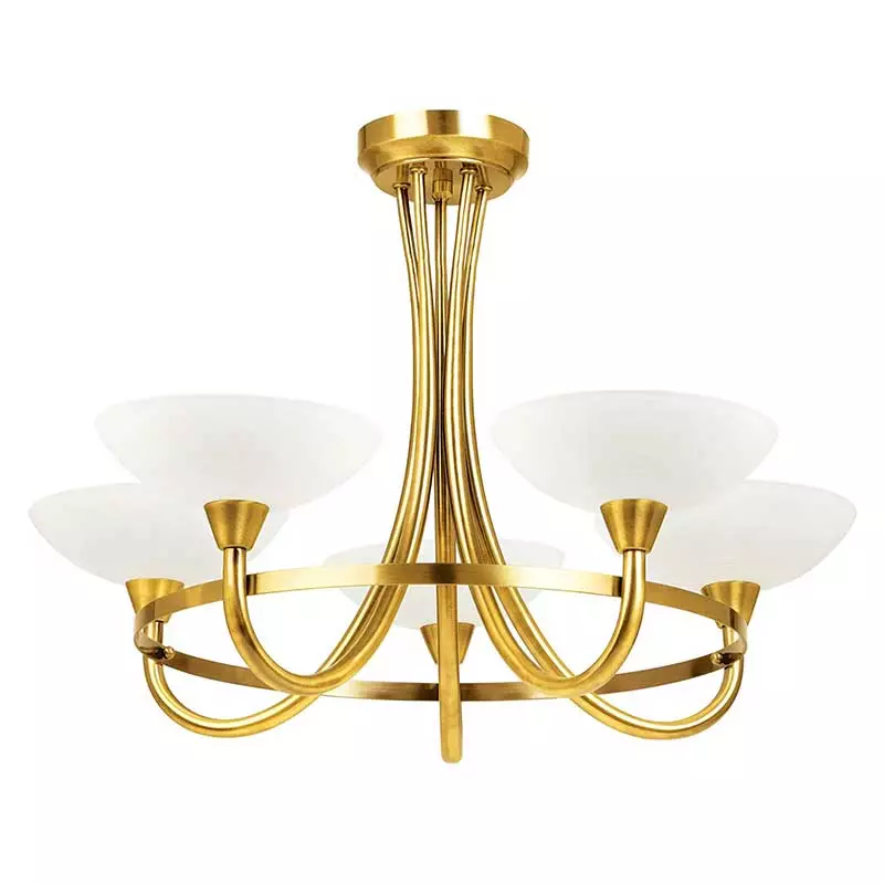 Antique Brass Chandelier Light With White Shades - Lighting and