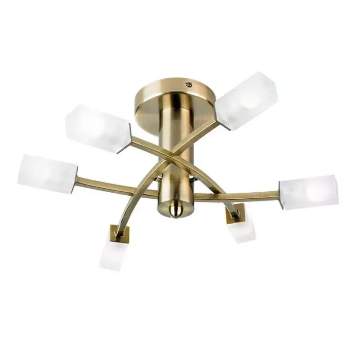 Antique Brass Ceiling Light With Tubular Shades