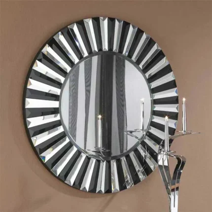Bevelled Black Glass Art Deco Mirror