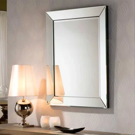 Bevelled Black Lacquer Wall Mirror