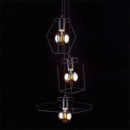 Black Cage Pendant Light 3-Bulb