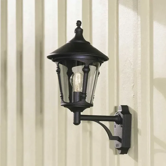 Black Round Lid Outdoor Wall Light