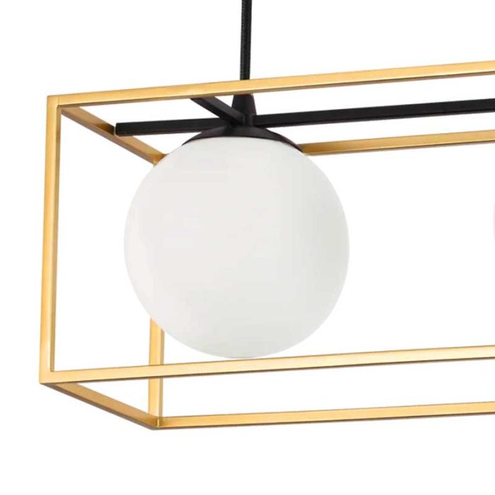 Brass Ceiling Light With Opal Glass