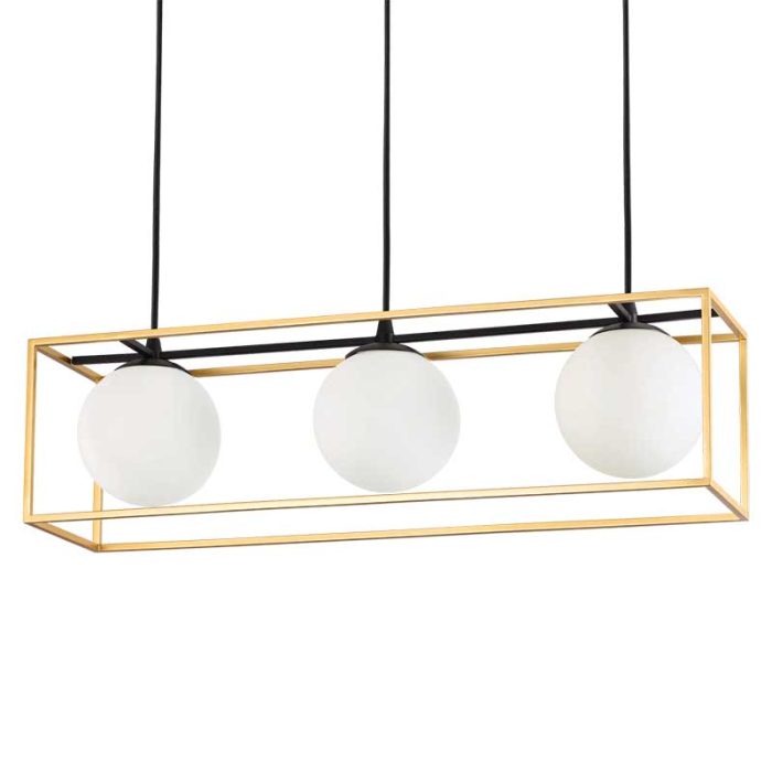Brass Ceiling Light With Opal Glass