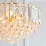 Brass Effect Large Pendant Light With Acrylic Crystal Droplets
