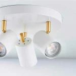 Brass Round Ceiling Light in White
