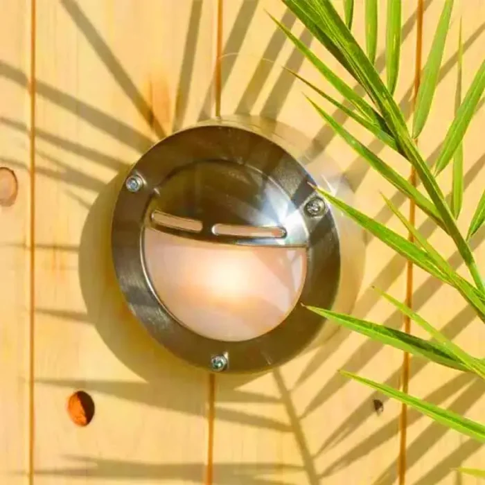Brass Round Outdoor Wall Light