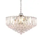 Chrome Effect Large Pendant Light With Acrylic Crystal Droplets