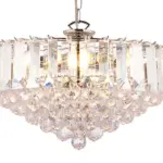 Chrome Effect Large Pendant Light With Acrylic Crystal Droplets