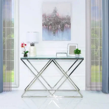 Clear Glass Console Table 120CM