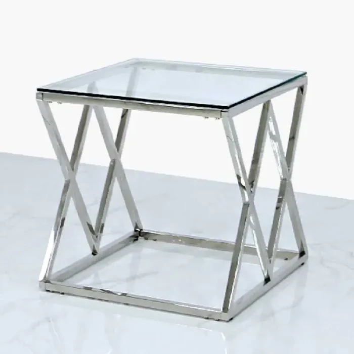Clear Glass End Table 55CM