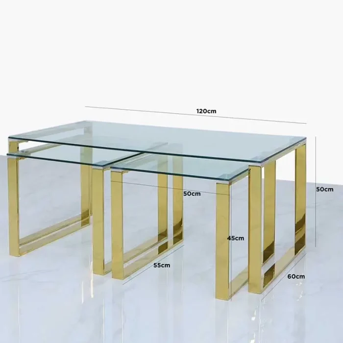 Coffee Table With Clear Glass Tables Gold Set
