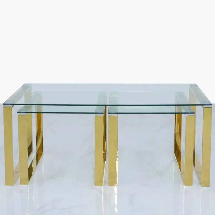 Coffee Table With Clear Glass Tables Gold Set