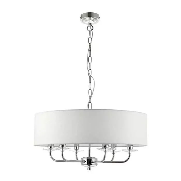 Crystal Ceiling Light Vintage White Fabric