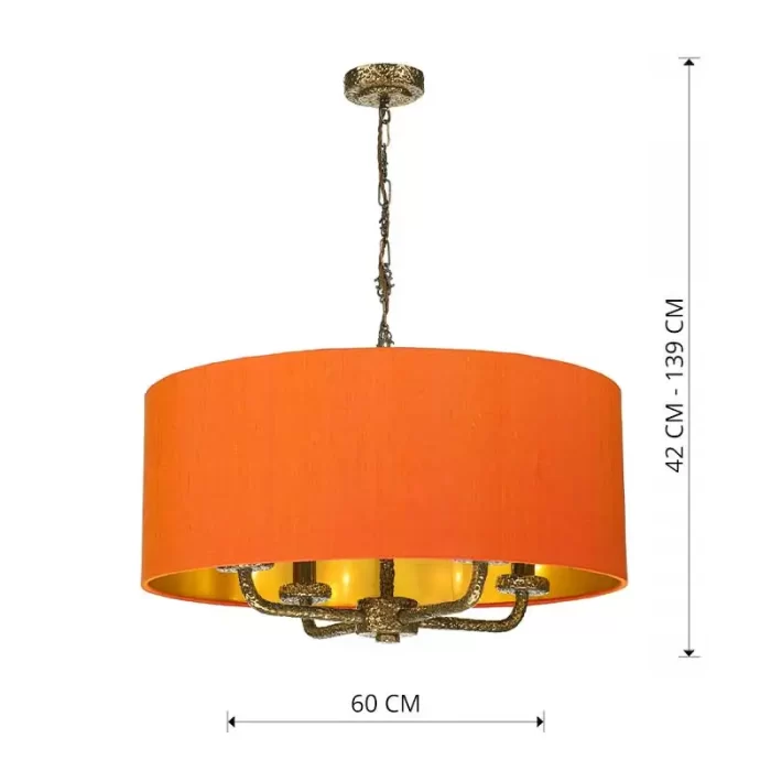 Pendant light with firefly orange shade