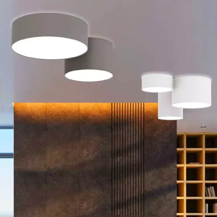 Flush Ceiling Light With Grey Shade