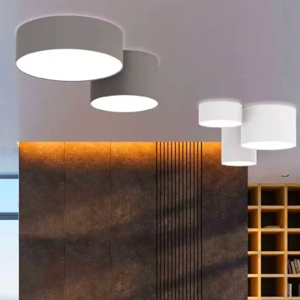 Flush Ceiling Light With White Shade