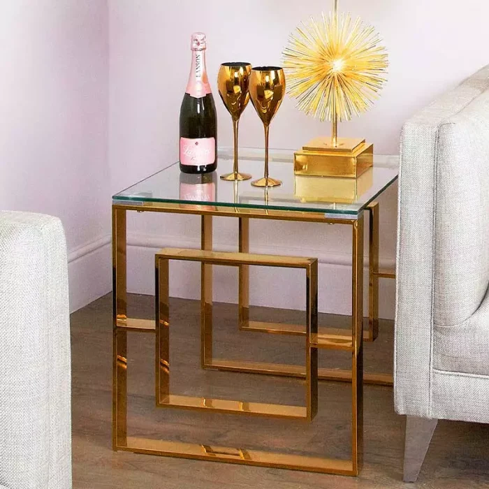 Glass Gold End Table 55 CM