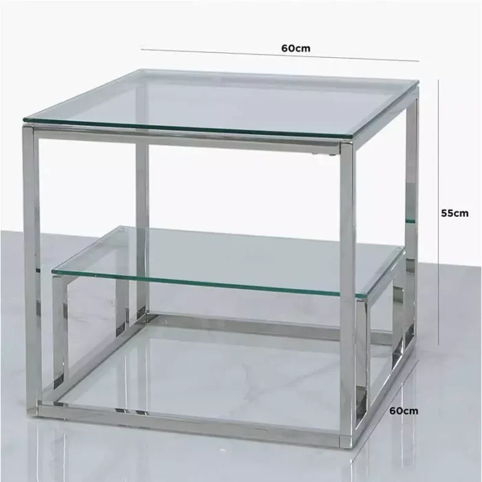 Glass Tiered End Table 60CM