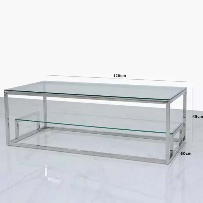 Glass Tiered Coffee Table 120CM