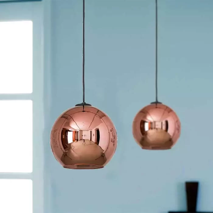 Globe pendant light in copper finish