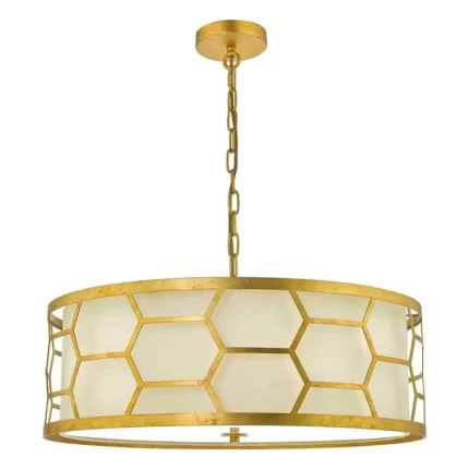 Gold ceiling light with ivory shade