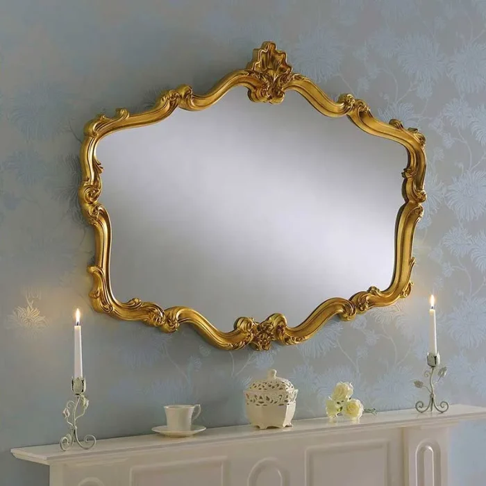 Gold Twisting Curves Overmantle Mirror