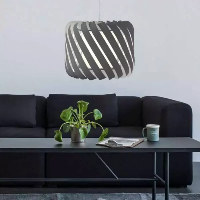 Pendant light with grey velvet shade in 46cm size