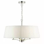 Pendant light with ivory shade in polished nickel finish