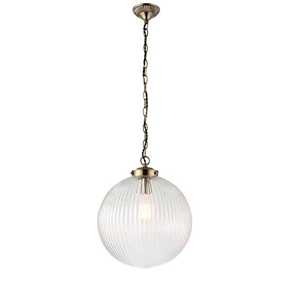 large clear ribbed glass pendant light