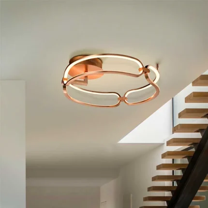 LED Circle Flush Gold Pendant Light