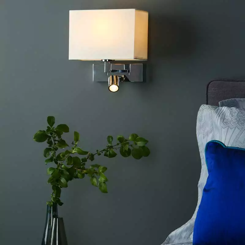 LED wall light in polished chrome finish