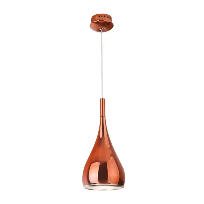 Modern pendant light in shiny copper finish