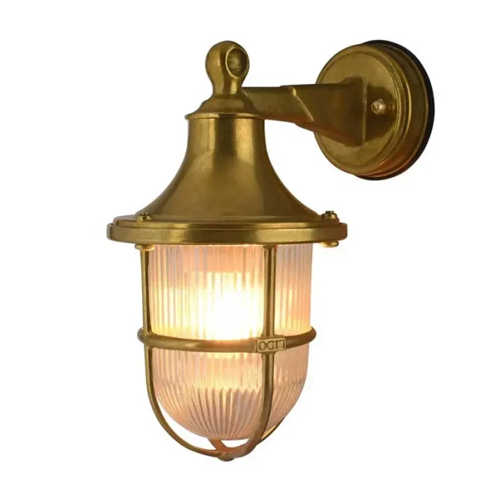 Natural Brass Outdoor Lantern Wall Light