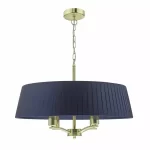 Pendant light with navy shade in satin brass finish