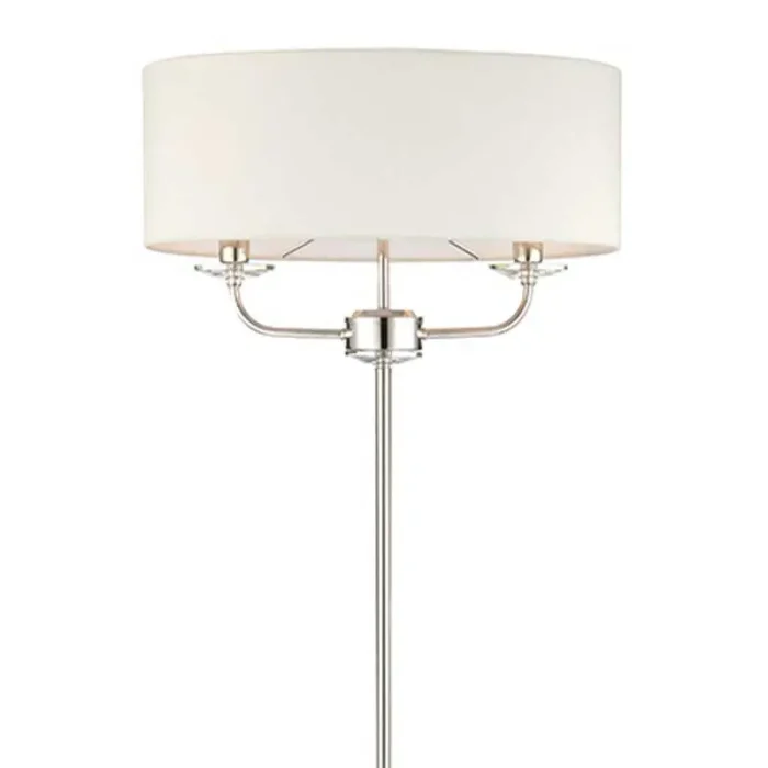 Nickel Floor Lamp With White Shade