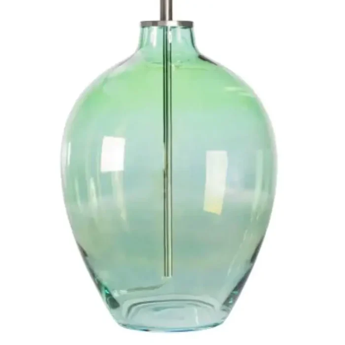 Olive Glass With Cream Shade Table Lamp
