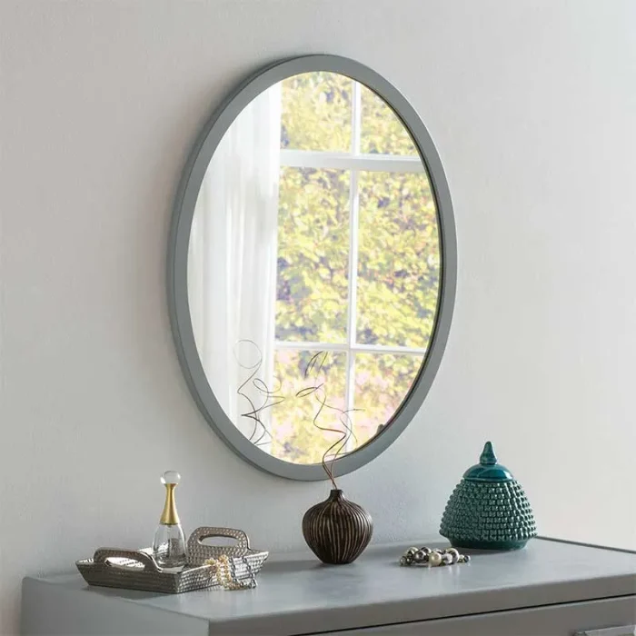 Oval Dark Grey Modern Mirror