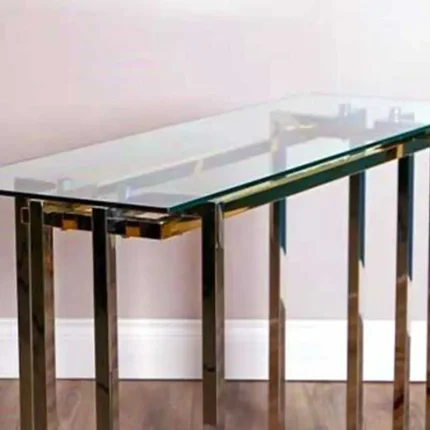 Polished Chrome & Brass Console Table