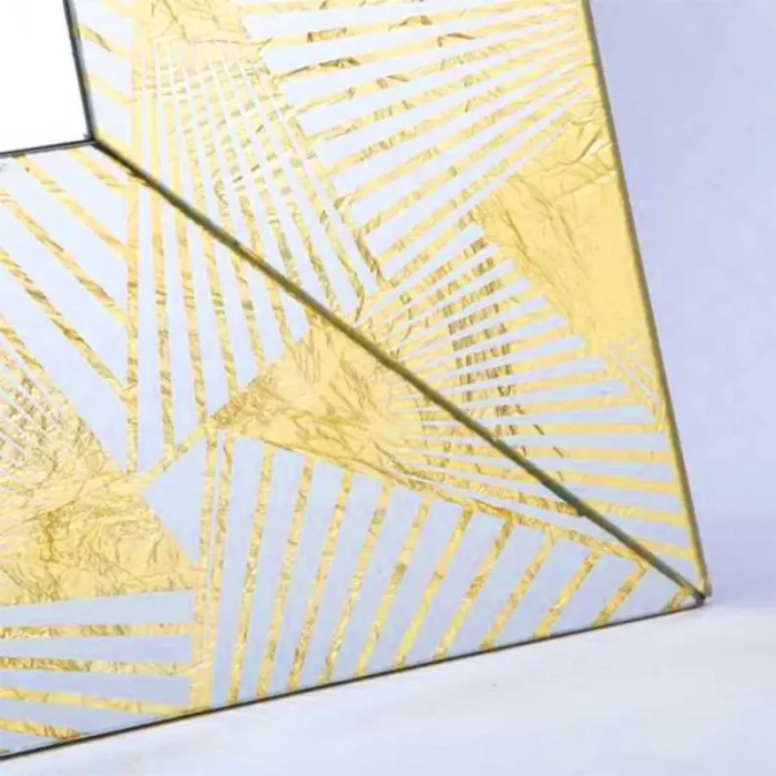 Rectangle Gold Fan Detail Mirror
