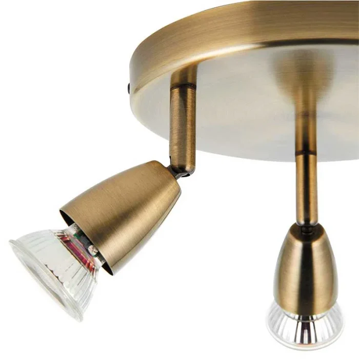 Round Antique Brass Spotlight Ceiling Lamp